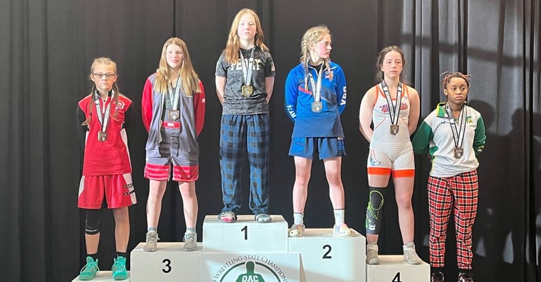 Congratulations to Kayleigh Wiseman for earning a spot on the podium with her 5th place finish at the OAC Junior High State Wrestling Championships.
