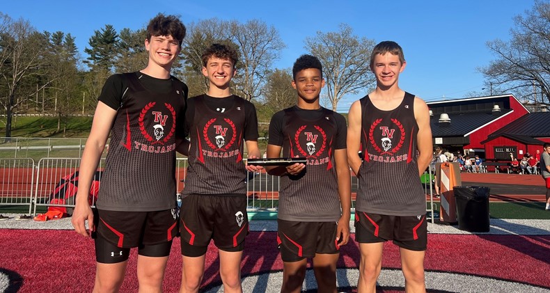 Congratulations to Alijah Levengood, Dane Kocher, Brinley Yeager and Jaxson Schuman as they a new TVMS 4x100M record last night with a time of 48.71.